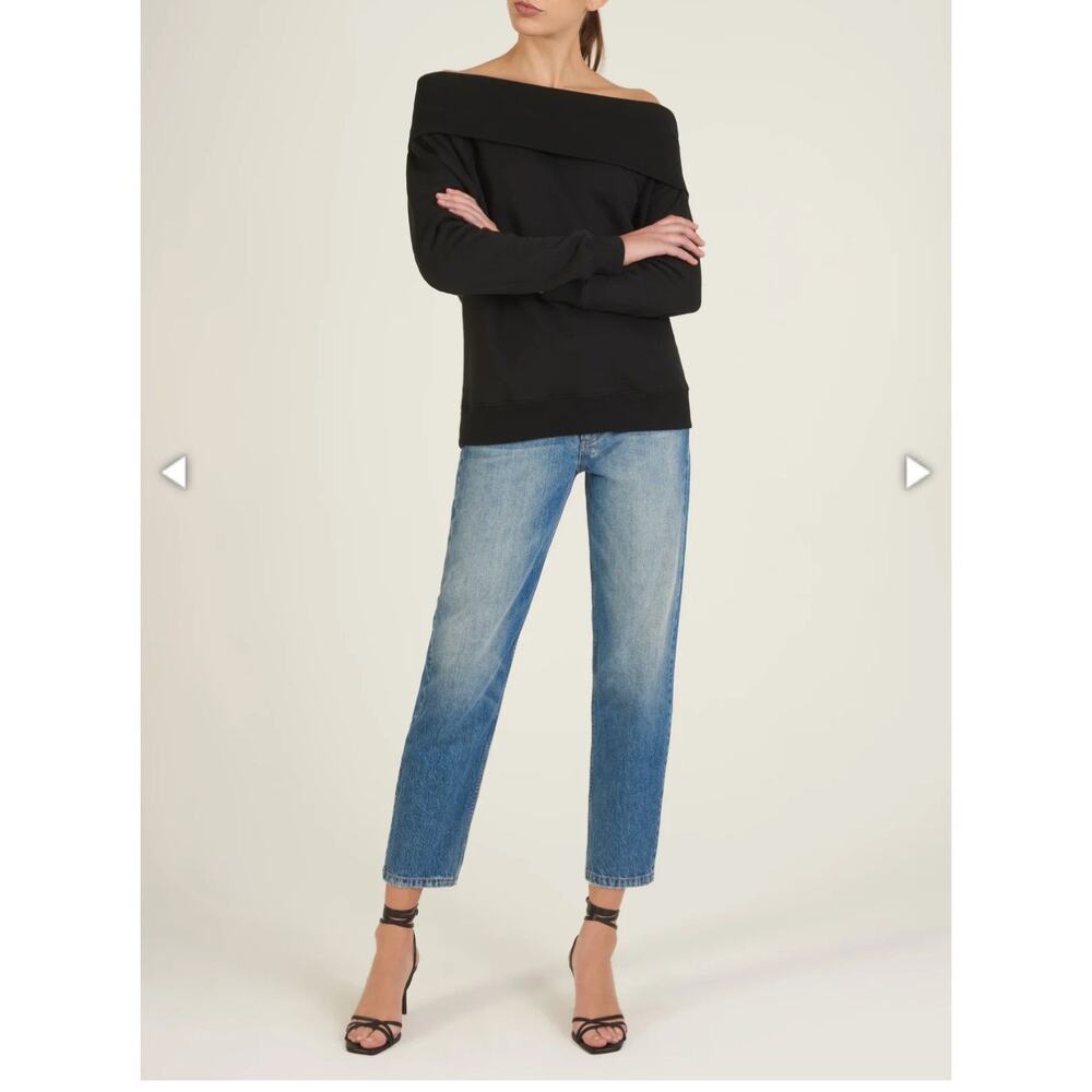 Marissa Webb So Relaxed Off The Shoulder Black Sweater Size XS Slouchy Arm - Picture 3 of 13
